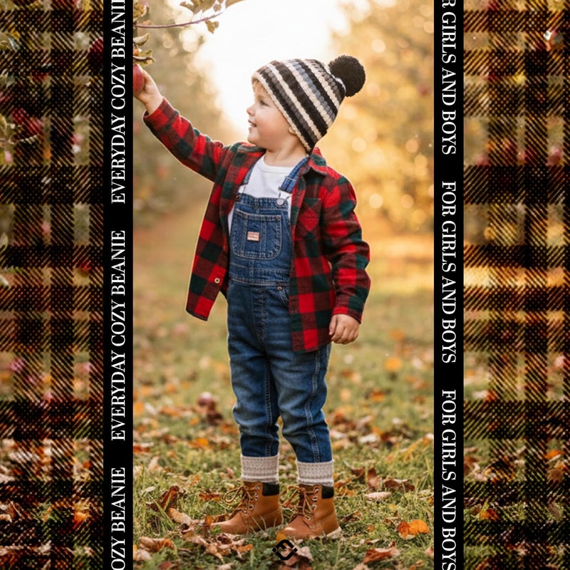 Funky Junque Toddler Pom Beanie – Kids Winter Hat for Ages 1–4, Baby Boy & Girl Knit Beanies, Warm Cozy Knit Snow Hats - Image 2